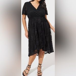 Mini Lace Wrap Dress 3x Black NWT